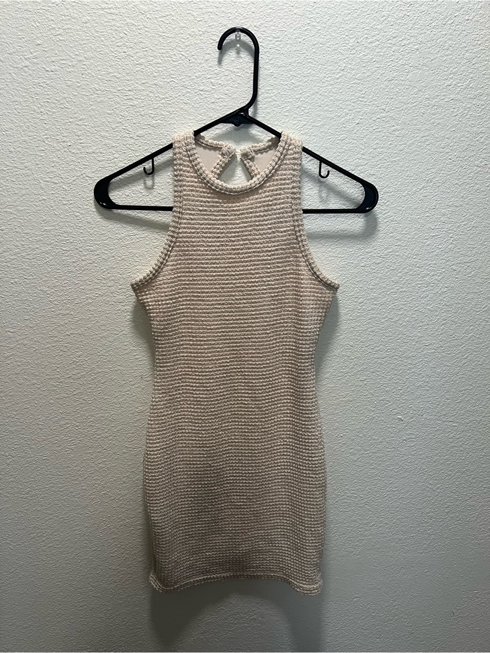 SHEIN Sleeveless Waffle-Knit Mini Dress in Light Taupe